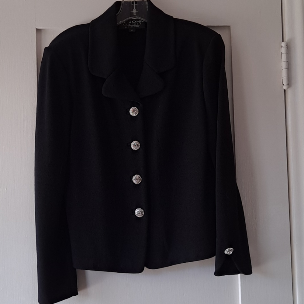 St. John Couture Knit  Black Evening Jacket Size 8